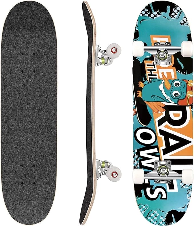 Hikole Skateboard, compleet board, skateboard van hout, 79 x 20 cm, Canadees esdoorn, 85 A, voor beginners, kinderen en volwassenen (8)