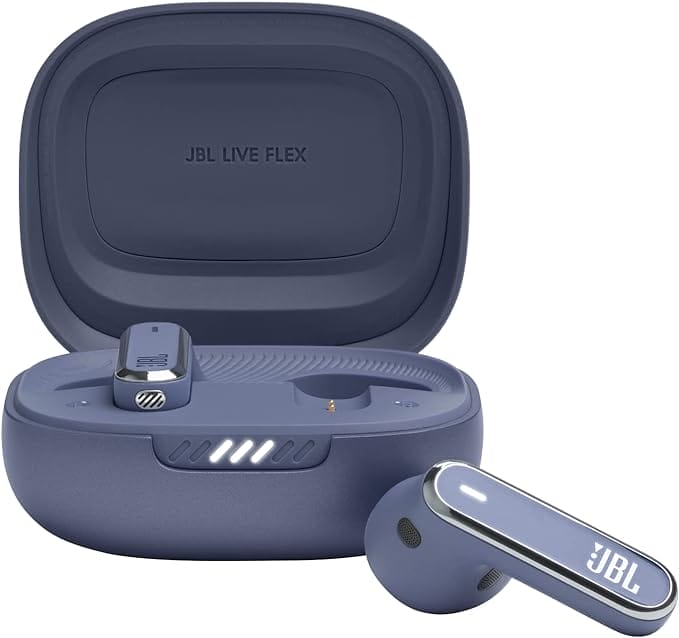 JBL Live Flex Bluetooth-oordopjes in blauw - Draadloze in-ear oordopjes met Noise Cancelling, IP54 stof- en waterbestendigheid en tot 40 uur batterijduur