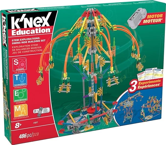 K'Nex 77077 K’NEX STEM Explorations Swing Ride Building Set for Ages 8+ Engineering Education Toy, 486 Pieces