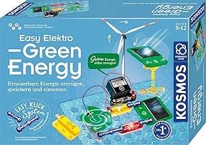 KOSMOS 620684 Easy Elektro Green Energy, hernieuwbare energie produceren opslaan en gebruiken, Amazon Exclusive, experimenteerdoos voor kinderen vanaf 8-12 jaar voor stroomopwekking