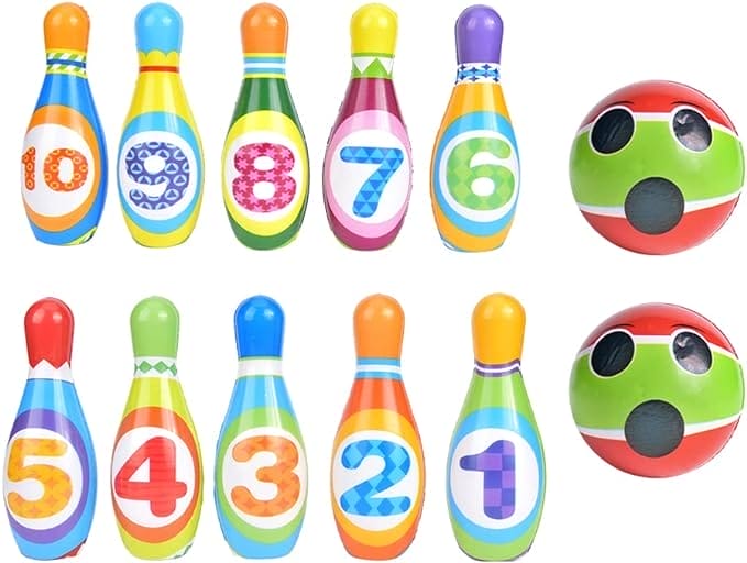 Kids Bowling Set Toys 10 Color Bowling Pins with Number Outdoor Toddler Toys for 3 4 5 6 Year Old Boys & Girls Educational Children Game for Indoor, Outdoor, Birthday Party Gift