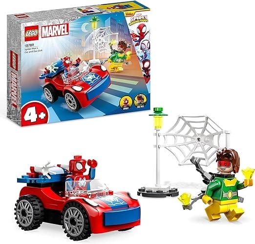 LEGO 10789 Marvel Spider-Man's Car and Doc Ock Superhero Toy for Ages 4+ with Glow-in-the-Dark Elements and Spidey Minifigures