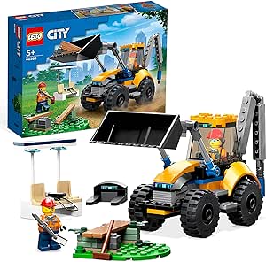LEGO 60385 City Graafmachine Speelgoed voor Jongens en Meisjes van 5 Jaar en Ouder, Voertuigen Bouwset met Poppetjes, Verjaardagscadeau-idee