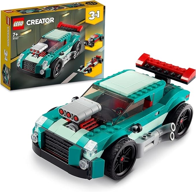 LEGO Creator 3in1 Straatracer, Set met 3 Bouwopties: Muscle Car, Hot Rod of Raceauto, Voertuigen Speelgoed voor Kinderen, Creatief Cadeau voor Jongens en Meisjes 31127