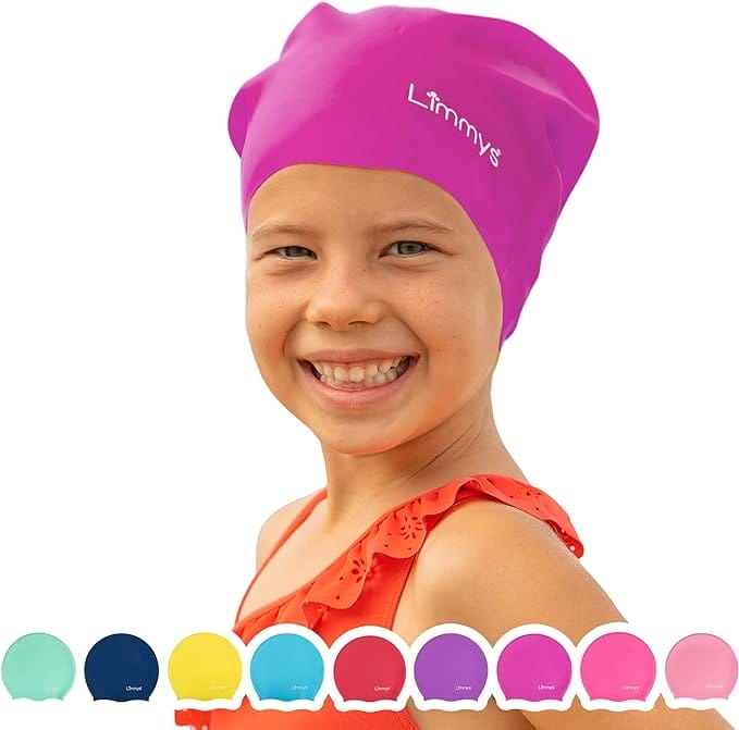 Limmys Badmuts Lang Haar voor Kinderen - 100% Siliconen Kinderbadmuts voor Jongens/Meisjes met Lang Haar, Vlechten, Dreadlocks - Rekbare en Comfortabele Badmuts voor Kinderen - Verschillende Kleuren (Donkerblauw)