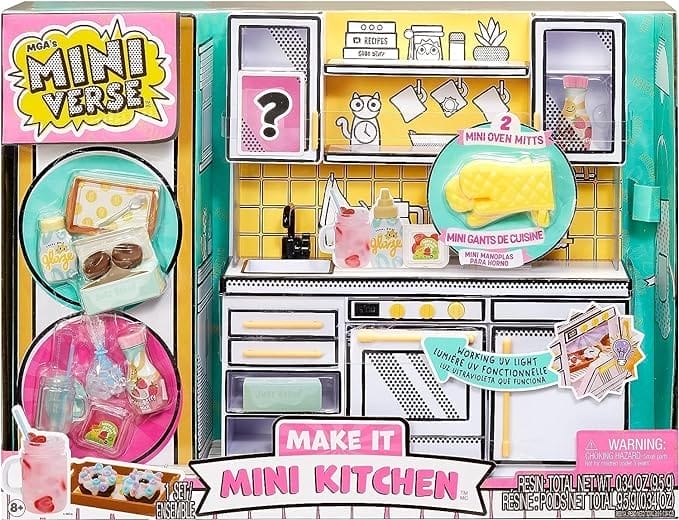 MGA's Miniverse Make It Mini Kitchen - doe-het-zelf-keukenspeelset met UV-lamp, geheim recept, harsspeelgoed en exclusieve mini-ovenwanten - niet eetbaar - batterijen nodig - voor kinderen vanaf 8 jr