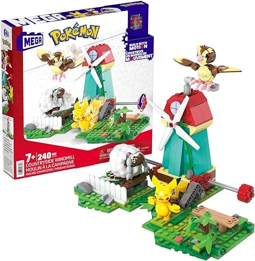 Mega Pokémon Action Figure Building Toy Set Rural Windmill with 240 Pieces Movement and 3 Positive Characters Gift Idea for Kids HKT21