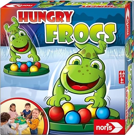 Noris 606061859 - Hungry Frogs, het grappige vang- en snapspel voor groot en klein, voor kinderen vanaf 4 jaar, meerkleurig