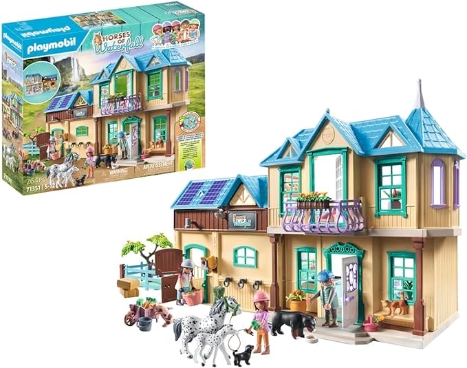 PLAYMOBIL Horses of Waterfall 71351 Waterfall Ranch, Magic Waterfall Paradise for Horse Lovers, Fun Imaginative Role Play, Durable Toy for Children from 5 Years