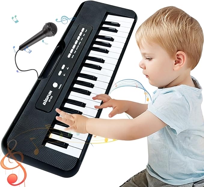 Piano Keyboard voor kinderen, 37 toetsen, piano met microfoon, inleidende muziektraining, piano, elektronisch keyboard voor kinderen vanaf 3, 4, 5, 6, 7, 8 jaar, cadeau voor jongens en meisjes,