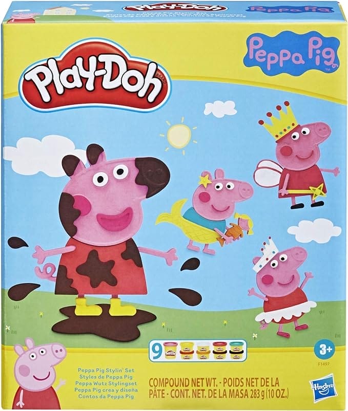 Play-Doh Peppa Pig Stylin-set met 9 niet-giftige potjes boetseerklei en 11 accessoires, Peppa Pig-speelgoed voor kinderen vanaf 3 jaar