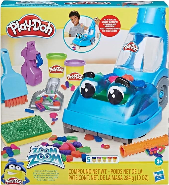 Play-Doh Zoom Zoom Stofzuigen en Schoonmaken met 5 kleuren