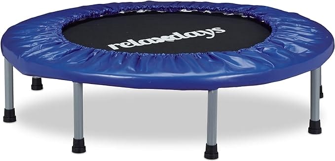 Relaxdays fitness trampoline, opvouwbaar, indoor, tot 100 kg, H x B x D 22 x 95 x 95 cm, volwassenen, thuis, blauw-zwart