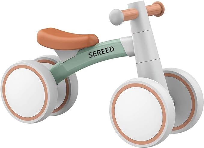 SEREED Loopfiets voor kinderen vanaf 1 jaar, loopfiets speelgoed voor baby's van 12-24 maanden, eerste fiets zonder pedaal met 4 wielen, voor jongens en meisjes, peuters, eerste verjaardagscadeau