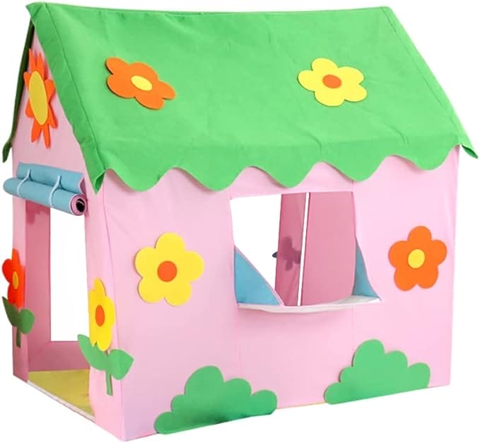 Speeltent,Groot speelhuis voor kinderen met ramen - Leuk buitenspeelgoed voor jongens en meisjes van 3 4 5 6 jaar oud, cadeaus voor verjaardagsfeestjes Qarido