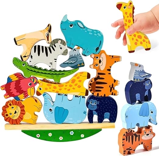 Stapelen houten speelgoed vanaf 3 4 5 jaar oud, dieren Montessori houten speelgoed, kinderen dier balancing houten speelgoed educatief speelgoed geschenken voor meisje en jongen