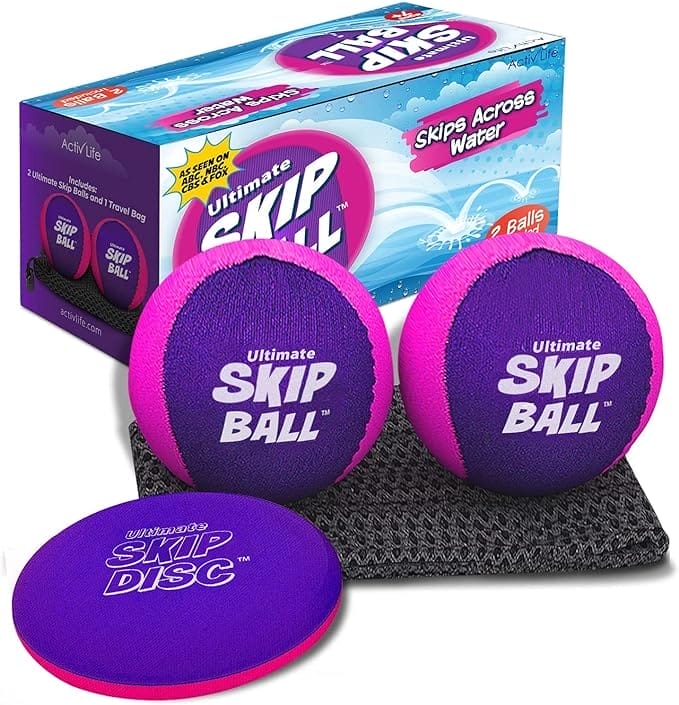 The Ultimate Skip Ball - Water stuiterende bal (2 stuks + gratis Skip Disc) Creëer blijvende herinneringen met je vrienden en familie op het strand, het meer of het zwembad - Geweldig voor alle leeftijden
