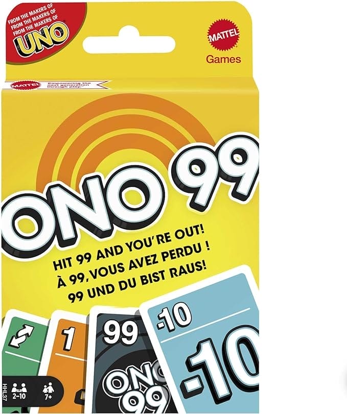 ​ONO 99 Kaartspel voor het hele gezin, 2 tot 6 spelers, waarbij getallen worden toegevoegd, cadeau voor 7 jaar en ouder, HHL37
