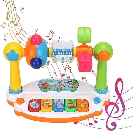 Children Baby Rotating Music Piano,Educational Toy with Light Sound,Animals Sounding Keyboard Baby Playing Kids Gift,Musical Instruments Learning Toys for 6-12 Ruilonghai